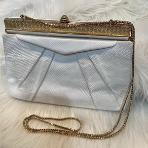 Vintage JUDITH LEIBER Ivory Clutch Shoulder Bag | Good vintage condition